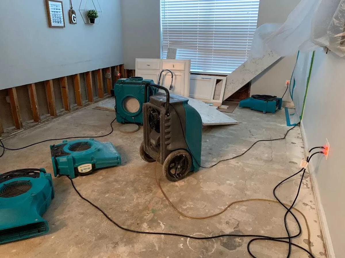Dehumidifier in flood-cut room for Water Damage Restoration in Hopkinsville